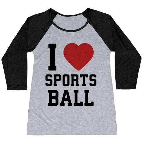 Virgin Teez  Baseball Tee Women's Tri-Blend Baseball Tee / small / Athletic Gray / Black I LOVE SPORTSBALL WOMEN'S TRI-BLEND BASEBALL TEE