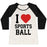 Virgin Teez  Baseball Tee Women's Tri-Blend Baseball Tee / small / Oatmeal / Black I LOVE SPORTSBALL WOMEN'S TRI-BLEND BASEBALL TEE