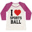 Virgin Teez  Baseball Tee Women's Tri-Blend Baseball Tee / small / Oatmeal / Berry I LOVE SPORTSBALL WOMEN'S TRI-BLEND BASEBALL TEE