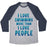 Virgin Teez  Baseball Tee Unisex Tri-Blend Baseball Tee / small / Athletic Gray / Navy I LOVE SWIMMING MORE THAN I LOVE PEOPLE UNISEX TRI-BLEND BASEBALL TEE