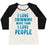 Virgin Teez  Baseball Tee Women's Tri-Blend Baseball Tee / small / Oatmeal / Black I LOVE SWIMMING MORE THAN I LOVE PEOPLE WOMEN'S TRI-BLEND BASEBALL TEE