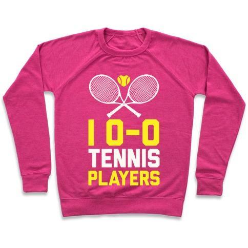 Virgin Teez  Pullover Crewneck Sweatshirt / x-small / Deep Pink I LOVE TENNIS PLAYERS CREWNECK SWEATSHIRT