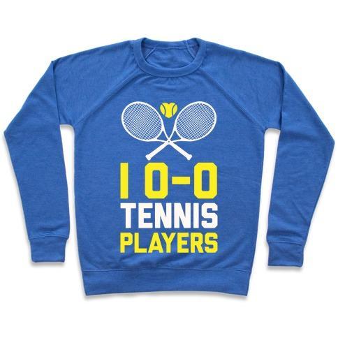 Virgin Teez  Pullover Crewneck Sweatshirt / x-small / Heathered Blue I LOVE TENNIS PLAYERS CREWNECK SWEATSHIRT