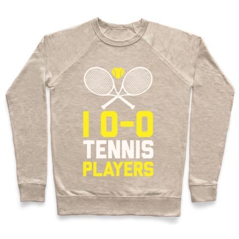 Virgin Teez  Pullover Crewneck Sweatshirt / x-small / Heathered Oatmeal I LOVE TENNIS PLAYERS CREWNECK SWEATSHIRT