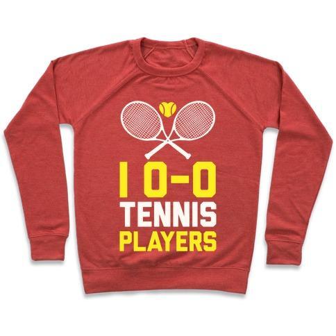 Virgin Teez  Pullover Crewneck Sweatshirt / x-small / Heathered Red I LOVE TENNIS PLAYERS CREWNECK SWEATSHIRT