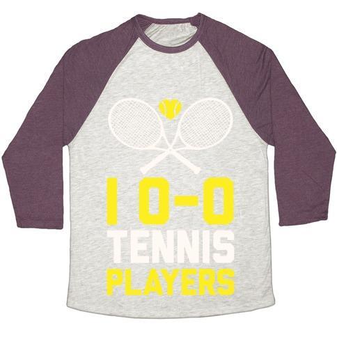 Virgin Teez  Baseball Tee Unisex Tri-Blend Baseball Tee / small / Oatmeal / Maroon I LOVE TENNIS PLAYERS UNISEX TRI-BLEND BASEBALL TEE