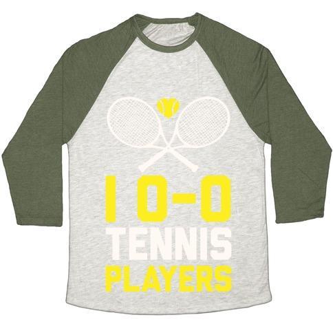 Virgin Teez  Baseball Tee Unisex Tri-Blend Baseball Tee / small / Oatmeal / Moss I LOVE TENNIS PLAYERS UNISEX TRI-BLEND BASEBALL TEE