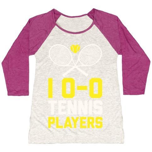 Virgin Teez  Baseball Tee Women's Tri-Blend Baseball Tee / small / Oatmeal / Berry I LOVE TENNIS PLAYERS WOMEN'S TRI-BLEND BASEBALL TEE