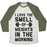 Virgin Teez  Baseball Tee Unisex Tri-Blend Baseball Tee / small / Oatmeal / Moss I LOVE THE SMELL OF WEIGHTS IN THE MORNING UNISEX TRI-BLEND BASEBALL TEE