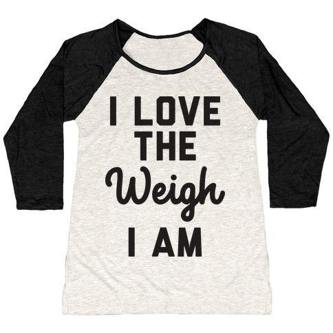 Virgin Teez  Baseball Tee Women's Tri-Blend Baseball Tee / small / Oatmeal / Black I LOVE THE WEIGH I AM WOMEN'S TRI-BLEND BASEBALL TEE