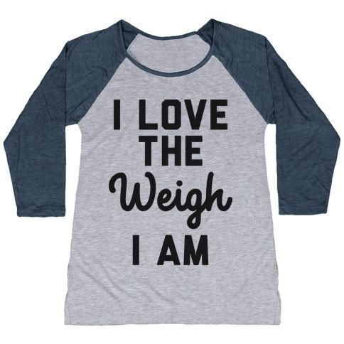 Virgin Teez  Baseball Tee Women's Tri-Blend Baseball Tee / small / Athletic Gray / Navy I LOVE THE WEIGH I AM WOMEN'S TRI-BLEND BASEBALL TEE