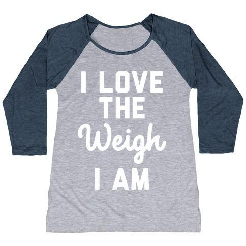 Virgin Teez  Baseball Tee Women's Tri-Blend Baseball Tee / small / Athletic Gray / Navy I LOVE THE WEIGH I AM WOMEN'S TRI-BLEND BASEBALL TEE