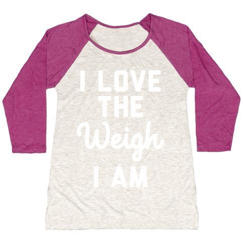 Virgin Teez  Baseball Tee Women's Tri-Blend Baseball Tee / small / Oatmeal / Berry I LOVE THE WEIGH I AM WOMEN'S TRI-BLEND BASEBALL TEE