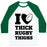 Virgin Teez  Baseball Tee Unisex Classic Baseball Tee / x-small / White/Dark Green I LOVE THICK RUGBY THIGHS UNISEX CLASSIC BASEBALL TEE