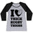 Virgin Teez  Baseball Tee Women's Tri-Blend Baseball Tee / small / Athletic Gray / Black I LOVE THICK RUGBY THIGHS WOMEN'S TRI-BLEND BASEBALL TEE
