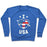 Virgin Teez  Pullover Crewneck Sweatshirt / x-small / Heathered Blue I LOVE USA (SOCCER) CREWNECK SWEATSHIRT