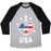 Virgin Teez  Baseball Tee Unisex Tri-Blend Baseball Tee / small / Athletic Gray / Black I LOVE USA (SOCCER) UNISEX TRI-BLEND BASEBALL TEE