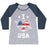 Virgin Teez  Baseball Tee Women's Tri-Blend Baseball Tee / small / Athletic Gray / Navy I LOVE USA (SOCCER) WOMEN'S TRI-BLEND BASEBALL TEE