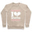 Virgin Teez  Pullover Crewneck Sweatshirt / x-small / Heathered Oatmeal I LOVE WINTER (SNOWBOARD HEART) CREWNECK SWEATSHIRT