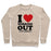 Virgin Teez  Pullover Crewneck Sweatshirt / x-small / Heathered Oatmeal I LOVE WORKING OUT (JUST KIDDING) CREWNECK SWEATSHIRT