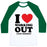 Virgin Teez  Baseball Tee Unisex Classic Baseball Tee / x-small / White/Dark Green I LOVE WORKING OUT (JUST KIDDING) UNISEX CLASSIC BASEBALL TEE