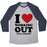 Virgin Teez  Baseball Tee Unisex Tri-Blend Baseball Tee / small / Athletic Gray / Navy I LOVE WORKING OUT (JUST KIDDING) UNISEX TRI-BLEND BASEBALL TEE