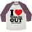 Virgin Teez  Baseball Tee Unisex Tri-Blend Baseball Tee / small / Oatmeal / Maroon I LOVE WORKING OUT (JUST KIDDING) UNISEX TRI-BLEND BASEBALL TEE