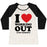 Virgin Teez  Baseball Tee Women's Tri-Blend Baseball Tee / small / Oatmeal / Black I LOVE WORKING OUT (JUST KIDDING) WOMEN'S TRI-BLEND BASEBALL TEE