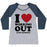 Virgin Teez  Baseball Tee Women's Tri-Blend Baseball Tee / small / Athletic Gray / Navy I LOVE WORKING OUT (JUST KIDDING) WOMEN'S TRI-BLEND BASEBALL TEE