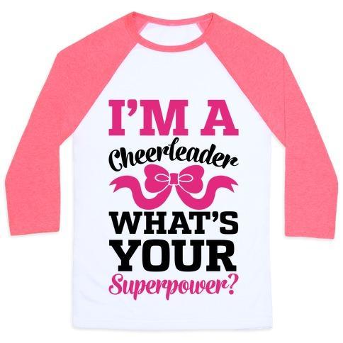 Virgin Teez  Baseball Tee Unisex Classic Baseball Tee / x-small / White/Neon Pink I'M A CHEERLEADER, WHAT'S YOUR SUPERPOWER? UNISEX CLASSIC BASEBALL TEE