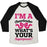 Virgin Teez  Baseball Tee Unisex Tri-Blend Baseball Tee / small / Oatmeal / Black I'M A CHEERLEADER, WHAT'S YOUR SUPERPOWER? UNISEX TRI-BLEND BASEBALL TEE