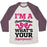 Virgin Teez  Baseball Tee Unisex Tri-Blend Baseball Tee / small / Oatmeal / Maroon I'M A CHEERLEADER, WHAT'S YOUR SUPERPOWER? UNISEX TRI-BLEND BASEBALL TEE