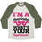 Virgin Teez  Baseball Tee Unisex Tri-Blend Baseball Tee / small / Oatmeal / Moss I'M A CHEERLEADER, WHAT'S YOUR SUPERPOWER? UNISEX TRI-BLEND BASEBALL TEE