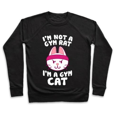 Virgin Teez  Pullover Crewneck Sweatshirt / x-small / Black I'M A GYM CAT CREWNECK SWEATSHIRT