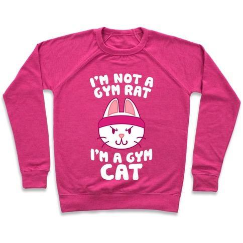 Virgin Teez  Pullover Crewneck Sweatshirt / x-small / Deep Pink I'M A GYM CAT CREWNECK SWEATSHIRT