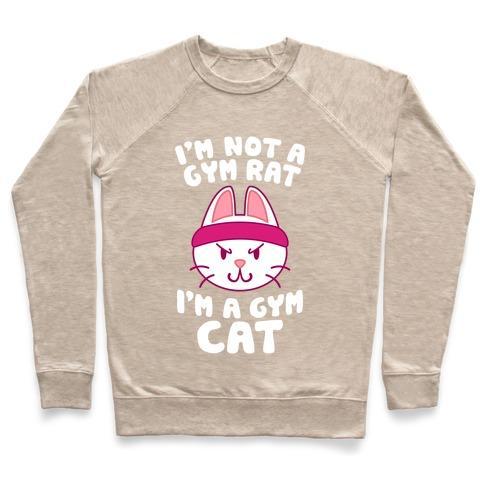 Virgin Teez  Pullover Crewneck Sweatshirt / x-small / Heathered Oatmeal I'M A GYM CAT CREWNECK SWEATSHIRT