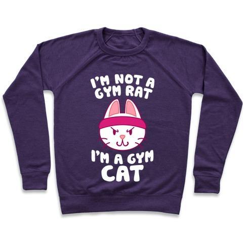 Virgin Teez  Pullover Crewneck Sweatshirt / x-small / Purple I'M A GYM CAT CREWNECK SWEATSHIRT