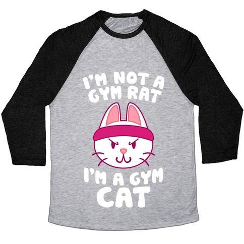 Virgin Teez  Baseball Tee Unisex Tri-Blend Baseball Tee / small / Athletic Gray / Black I'M A GYM CAT UNISEX TRI-BLEND BASEBALL TEE