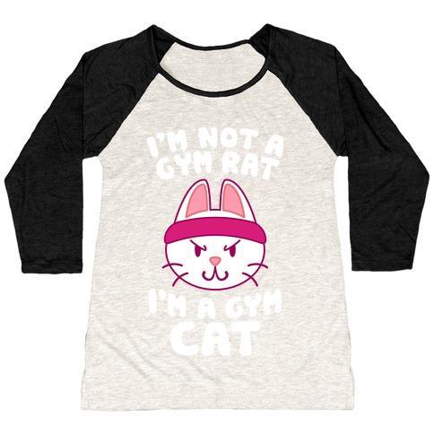 Virgin Teez  Baseball Tee Women's Tri-Blend Baseball Tee / small / Oatmeal / Black I'M A GYM CAT WOMEN'S TRI-BLEND BASEBALL TEE