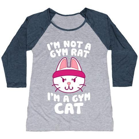 Virgin Teez  Baseball Tee Women's Tri-Blend Baseball Tee / small / Athletic Gray / Navy I'M A GYM CAT WOMEN'S TRI-BLEND BASEBALL TEE