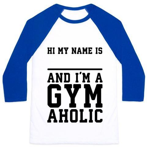 Virgin Teez  Baseball Tee Unisex Classic Baseball Tee / x-small / White/Blue I'M A GYMAHOLIC UNISEX CLASSIC BASEBALL TEE
