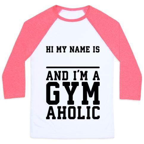 Virgin Teez  Baseball Tee Unisex Classic Baseball Tee / x-small / White/Neon Pink I'M A GYMAHOLIC UNISEX CLASSIC BASEBALL TEE