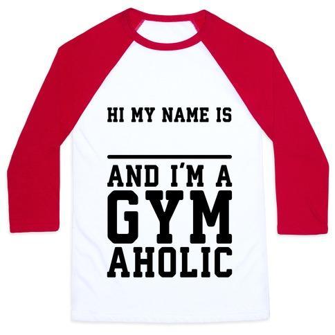 Virgin Teez  Baseball Tee Unisex Classic Baseball Tee / x-small / White/Red I'M A GYMAHOLIC UNISEX CLASSIC BASEBALL TEE