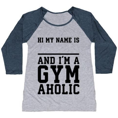 Virgin Teez  Baseball Tee Women's Tri-Blend Baseball Tee / small / Athletic Gray / Navy I'M A GYMAHOLIC WOMEN'S TRI-BLEND BASEBALL TEE