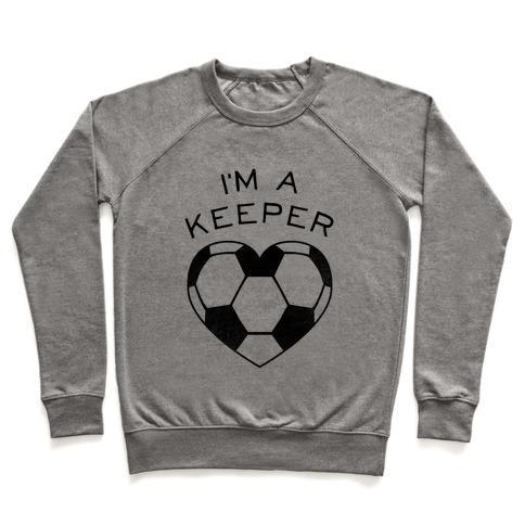 Virgin Teez  Pullover Crewneck Sweatshirt / x-small / Heathered Gray I'M A KEEPER (BASEBALL TEE) CREWNECK SWEATSHIRT