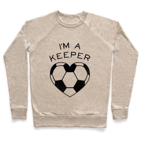 Virgin Teez  Pullover Crewneck Sweatshirt / x-small / Heathered Oatmeal I'M A KEEPER (BASEBALL TEE) CREWNECK SWEATSHIRT