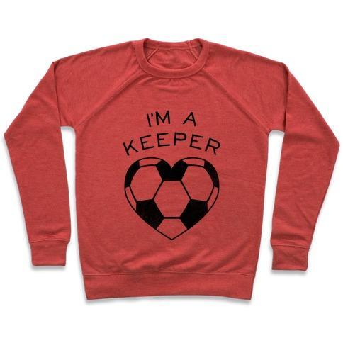 Virgin Teez  Pullover Crewneck Sweatshirt / x-small / Heathered Red I'M A KEEPER (BASEBALL TEE) CREWNECK SWEATSHIRT