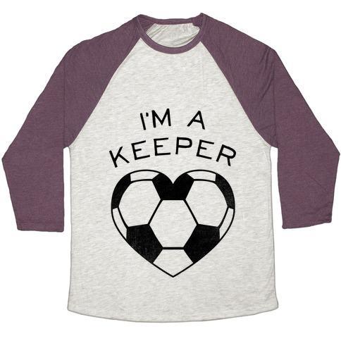 Virgin Teez  Baseball Tee Unisex Tri-Blend Baseball Tee / small / Oatmeal / Maroon I'M A KEEPER (BASEBALL TEE) UNISEX TRI-BLEND BASEBALL TEE