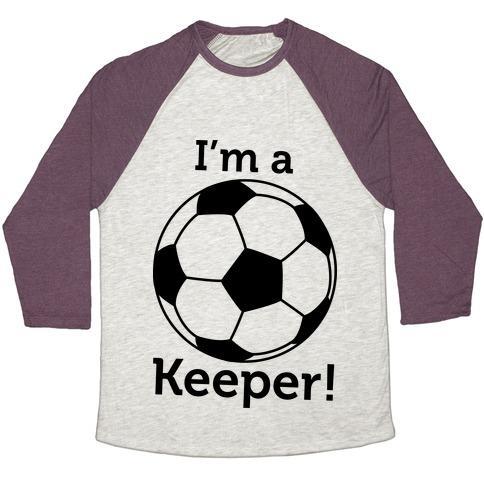 Virgin Teez  Baseball Tee Unisex Tri-Blend Baseball Tee / small / Oatmeal / Maroon I'M A KEEPER UNISEX TRI-BLEND BASEBALL TEE