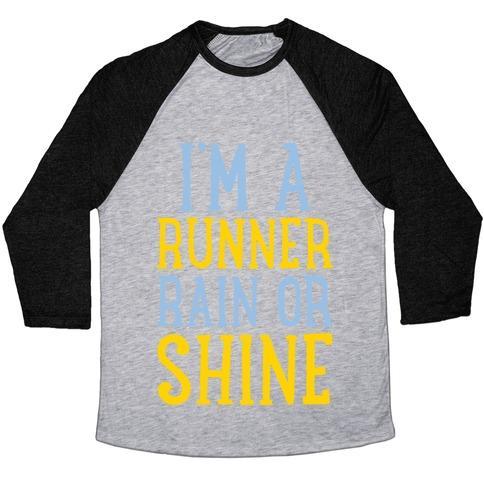 Virgin Teez  Baseball Tee Unisex Tri-Blend Baseball Tee / small / Athletic Gray / Black I'M A RUNNER, RAIN OR SHINE UNISEX TRI-BLEND BASEBALL TEE